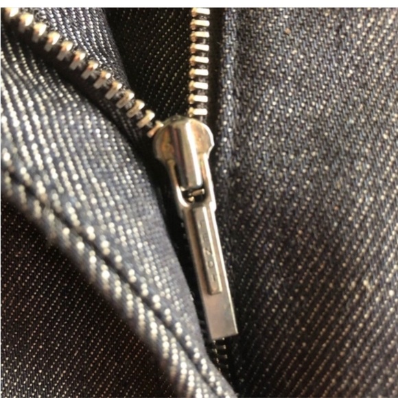 FENDI] Blue Raw Denim Tan Hand stitches Jean Mini Skirt - Picture 9 of 15